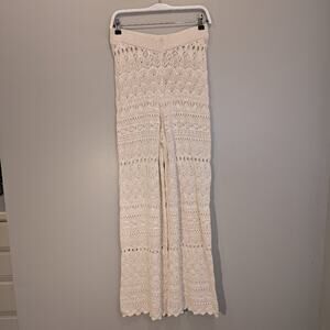 House Of Harlow 1960 Flare Pants Crocheted Beige Breezy Resort Wear - Size M